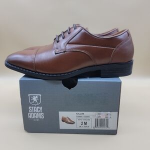Stacy Adam Kallum Youth Boys Dress Shoes Size 2 Brown Black Casual Church Formal